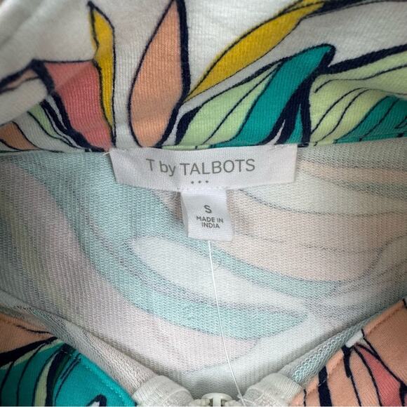 Talbots Women’s Cozy Crush Tropical Fronds 1/4 Zip Pullover small NEW WITH TAGS - Picture 8 of 13